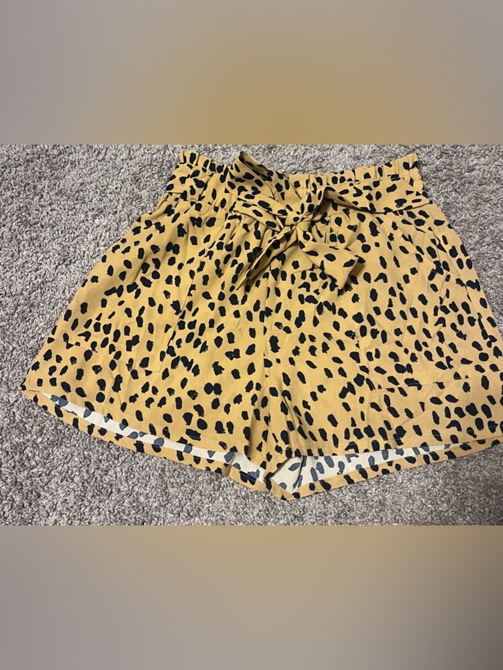 Women's Tan Animal Print Tie-Waist Shorts